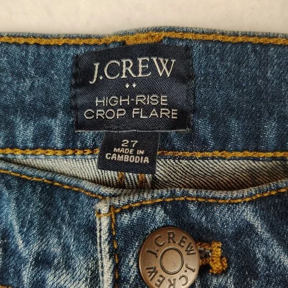 J.Crew High-Rise Crop Flare Jeans Womens sz 27 Button Fly Re- Imagined - Picture 4 of 11